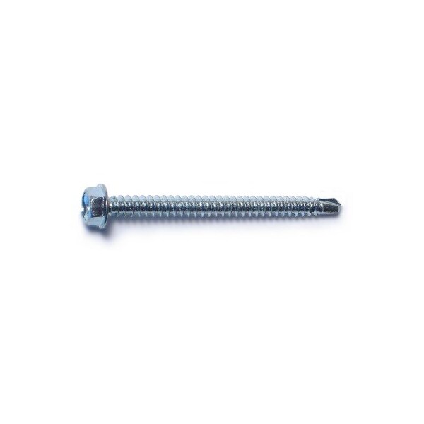 Midwest Fastener Self-Drilling Screw, #8 x 2 in, Zinc Plated Steel Flange Hex Head External Hex Drive, 25 PK 68682 - main